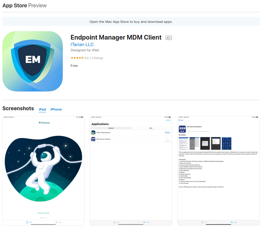 Endpoint Manager MDM Client - App Store